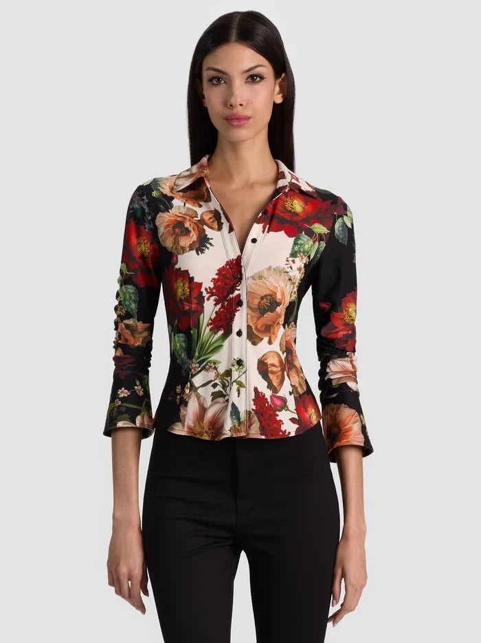 FREYA BUTTON DOWN TOP - FLORAL RADIANCE