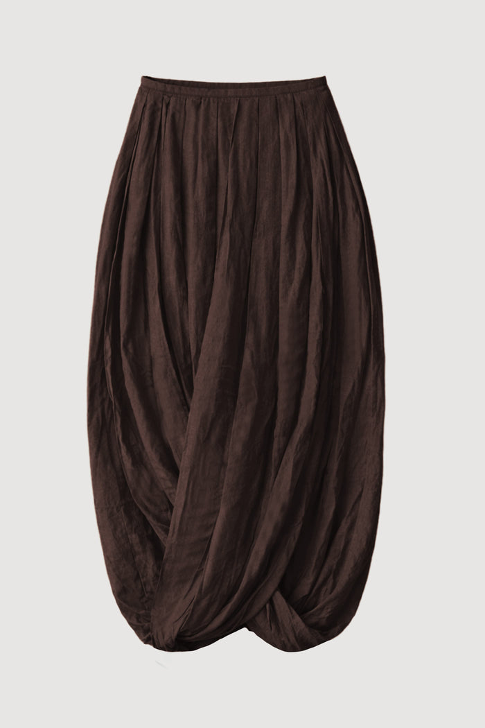 Arya | Freya Gathered Drape Maxi Skirt in Size Small - Flat
