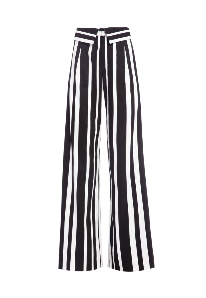 GEO HW FOLDOVER WB PANT - UMBRELLA STRIPE BLK/SFT WHITE