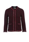 GEORGIA CHAIN TRIM SWEATER JACKET - BORDEAUX/BLACK