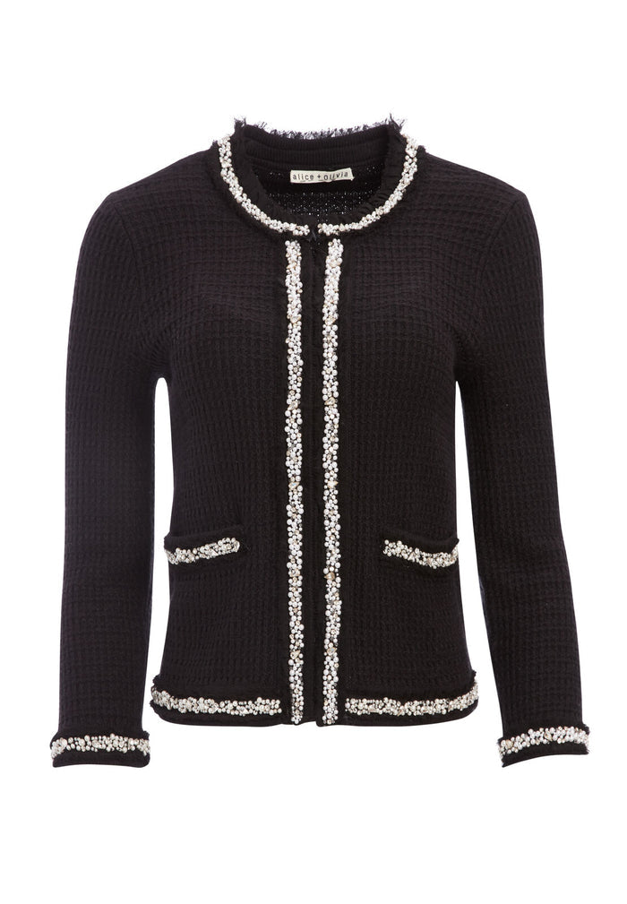 GEORGIA SHORT BEADED JACKET - BLACK