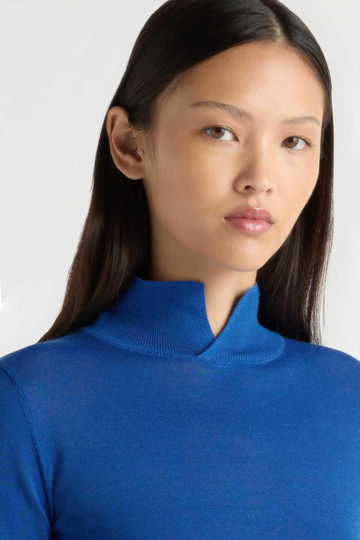May-Li | Gia Cotton-Silk Turtleneck Knit Top in Size Small