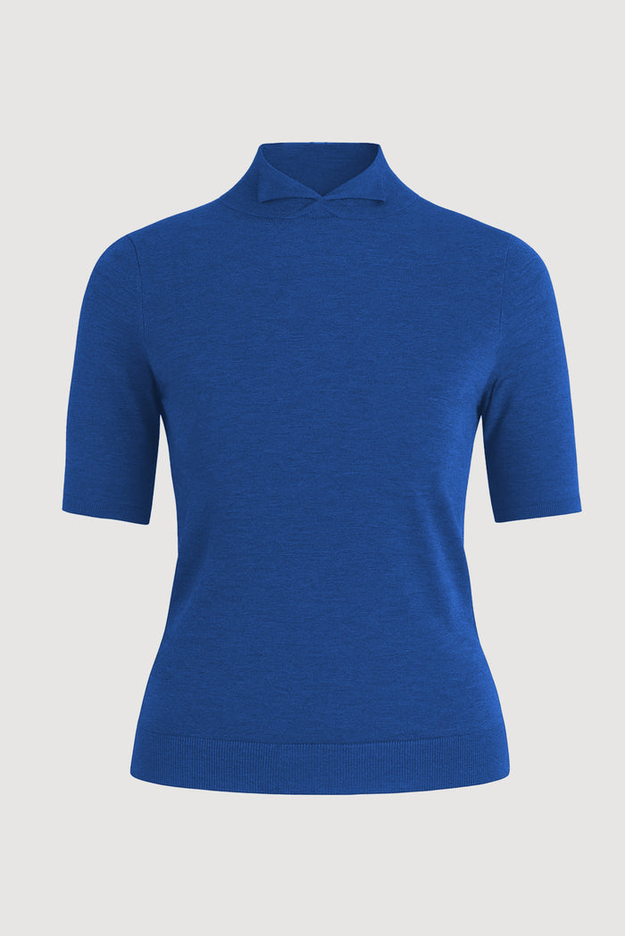 May-Li | Gia Cotton-Silk Turtleneck Knit Top in Size Small - Flat
