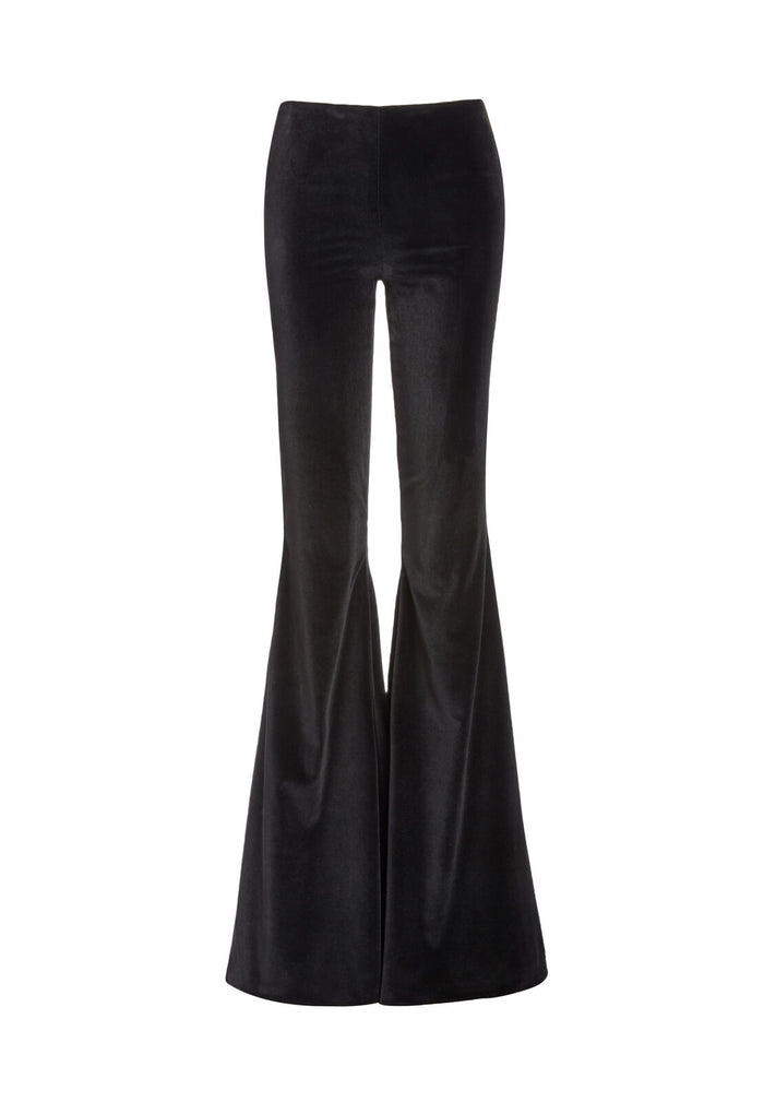 GINNY VELVET BELL BOTTOM PANT - BLACK