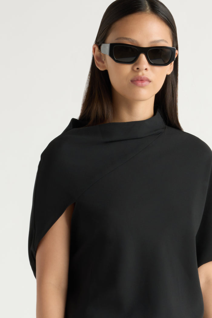 May-Li | Gitte Asymmetric-Sleeve Dress in Size Small