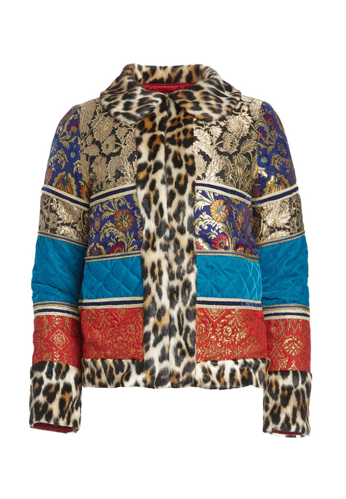 GLENNIE PTCHWRK CT W FAUX FUR - MULTI