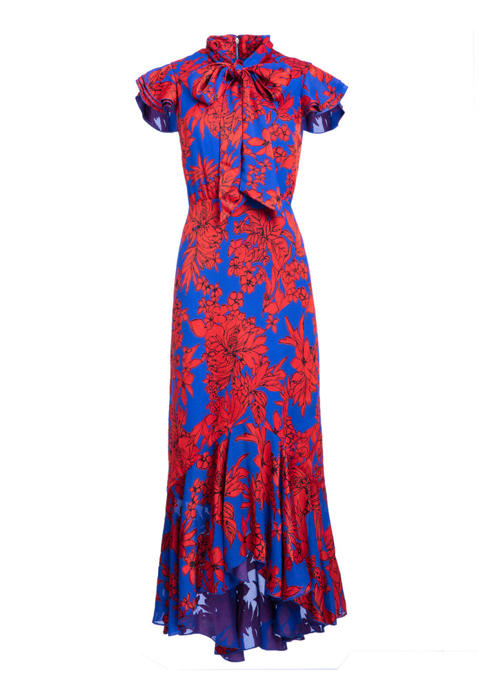 GRETA RUFFLE HEM MIDI DRESS - FANCY FLORAL