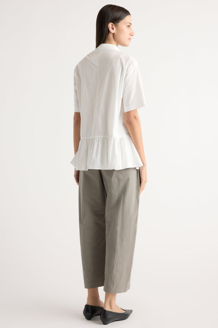 Karolina | Gretta Scarf-Neck Ruffled Tunic Blouse in Size Extra Small