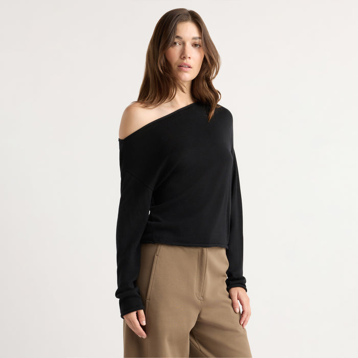Hachi Tencel-Wool Off-Shoulder Sweater