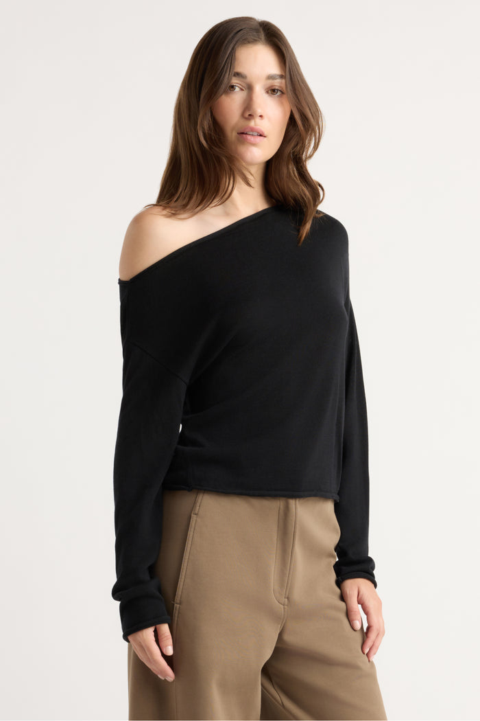 Renée | Hachi Tencel-Wool Off-Shoulder Sweater in Size Small