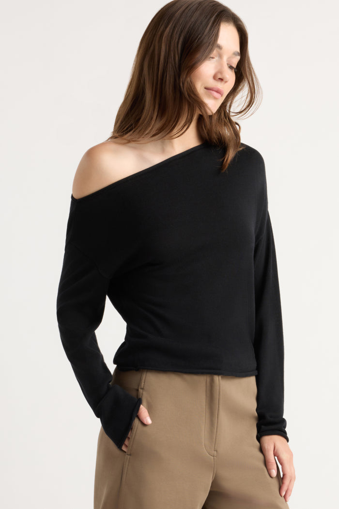 Renée | Hachi Tencel-Wool Off-Shoulder Sweater in Size Small