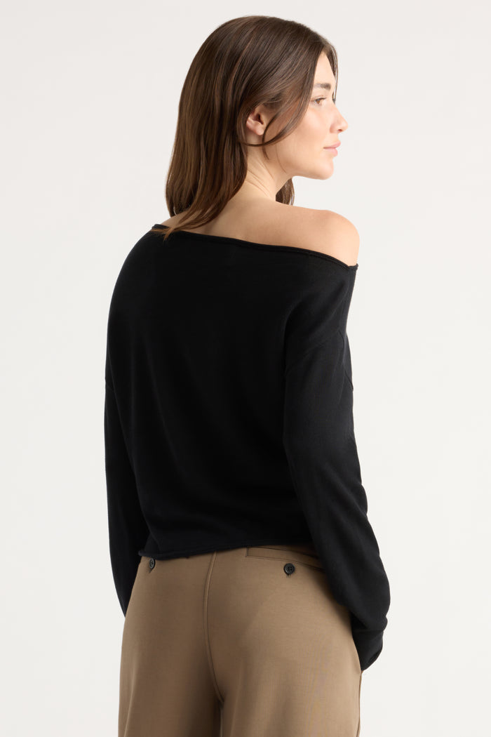 Renée | Hachi Tencel-Wool Off-Shoulder Sweater in Size Small