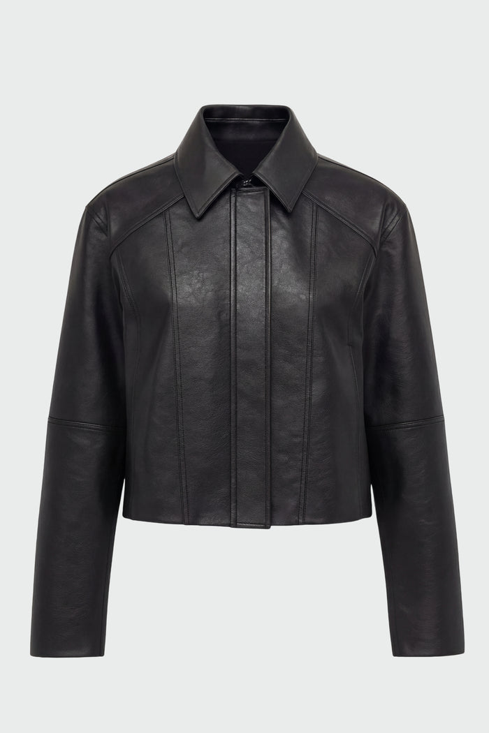 May-Li | Halle Vegan Leather Jacket in Size Small - Flat