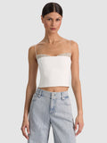 HALLIE EMBELLISHED PEEKABOO TOP - OFF WHITE/CRYSTAL