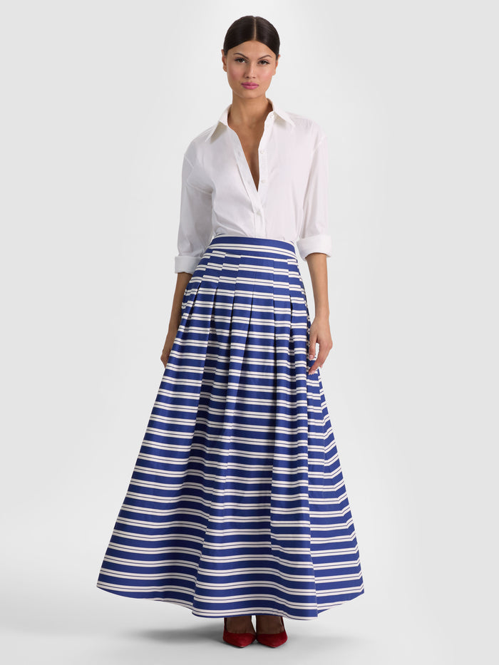 HANA MAXI SKIRT - METRO STRIPE TWILIGHT BLUE