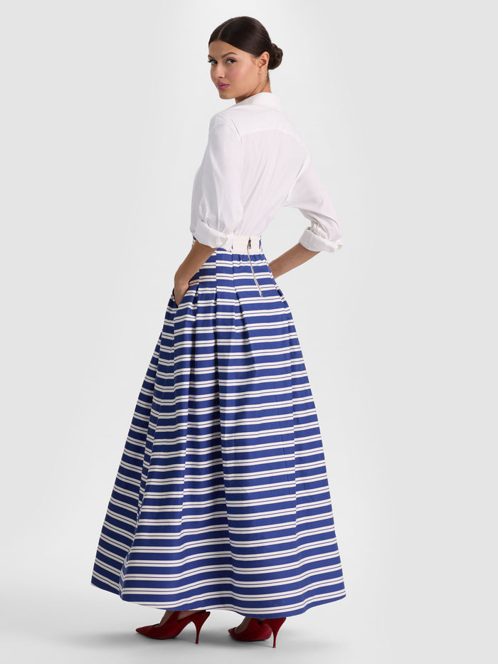 HANA MAXI SKIRT - METRO STRIPE TWILIGHT BLUE