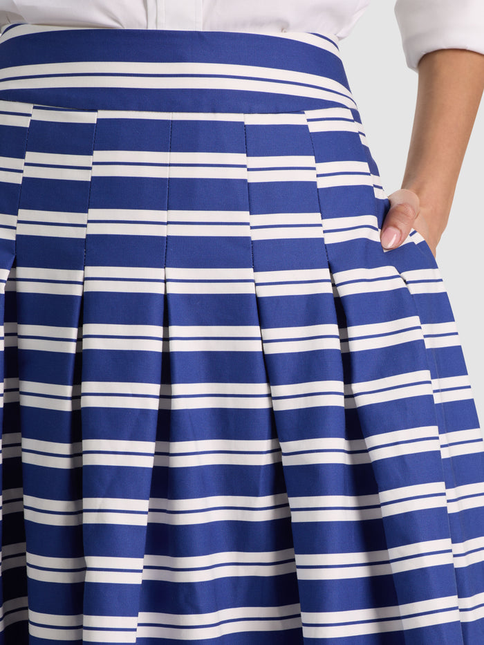 HANA MAXI SKIRT - METRO STRIPE TWILIGHT BLUE