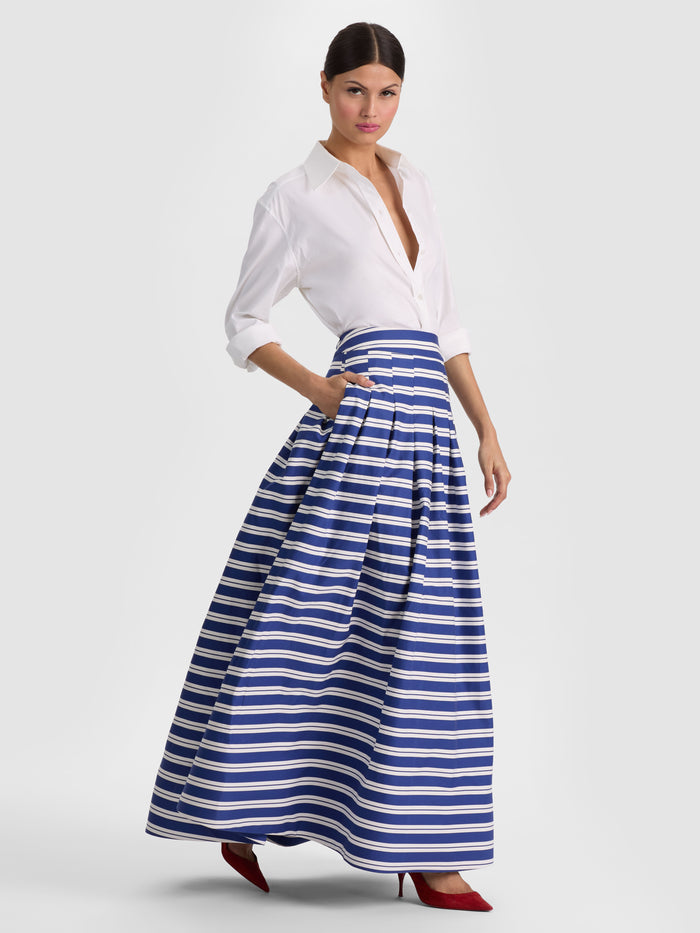 HANA MAXI SKIRT - METRO STRIPE TWILIGHT BLUE
