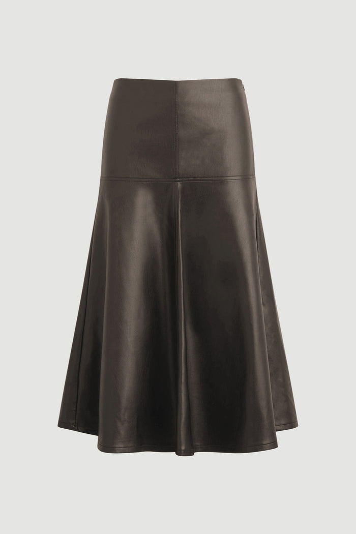 Beate | Harley A-Line Vegan Leather Skirt - Flat