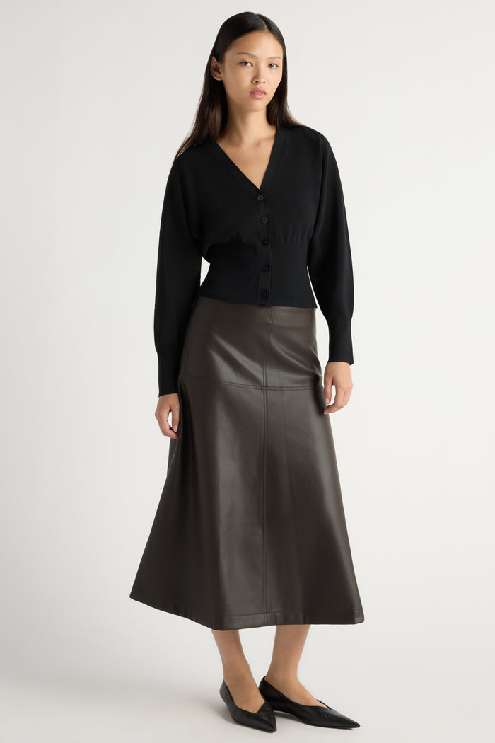 May-Li | Harley A-Line Vegan Leather Skirt in Size Small