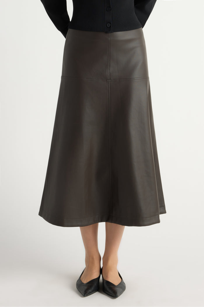 May-Li | Harley A-Line Vegan Leather Skirt in Size Small