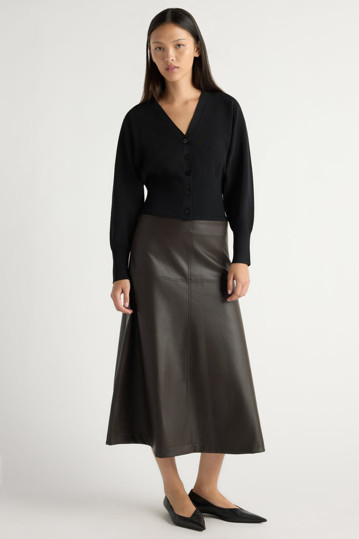May-Li | Harley A-Line Vegan Leather Skirt in Size Small