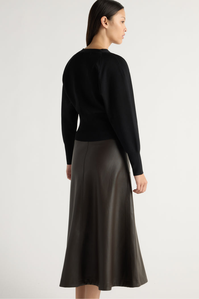 May-Li | Harley A-Line Vegan Leather Skirt in Size Small