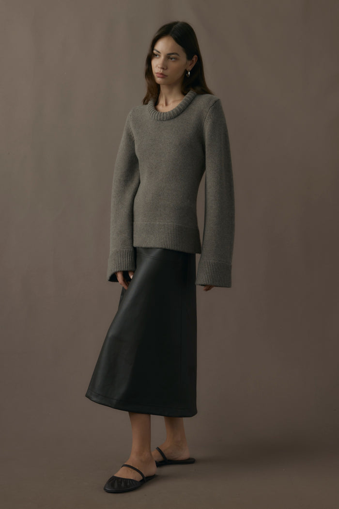 Beate | Harley A-Line Vegan Leather Skirt in Size Extra Small - Flat