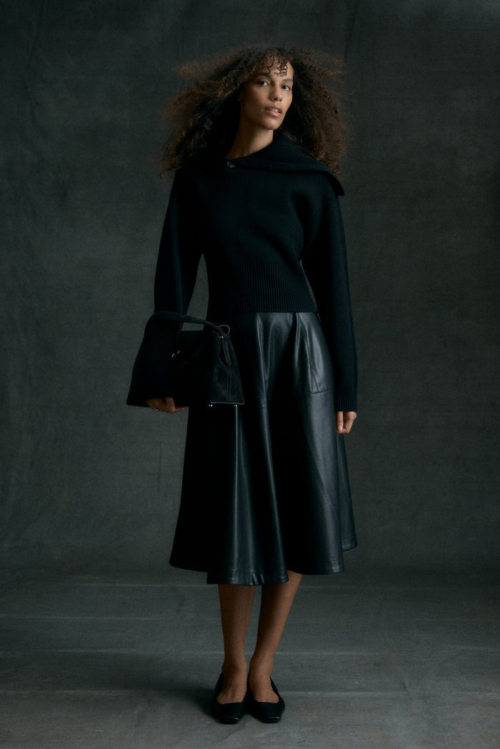 Shelby | Harlow Vegan Leather Flare Skirt in Size Small