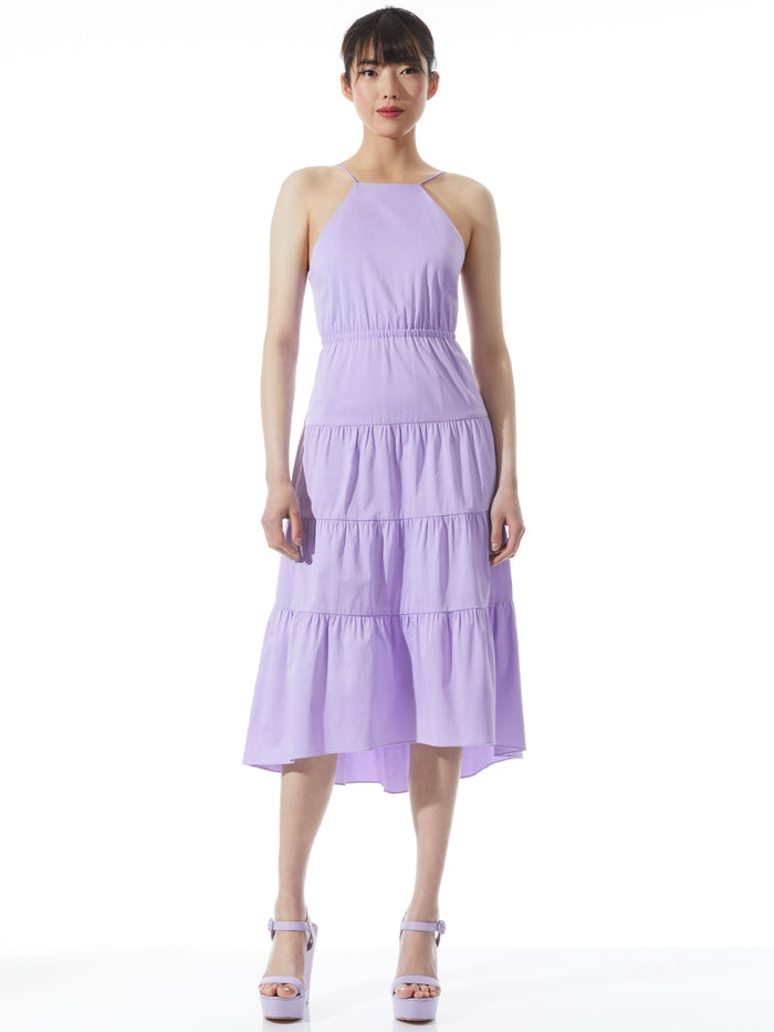 HARTLEY OPEN TIE BACK HIGH LOW MIDI DRESS - LAVENDER