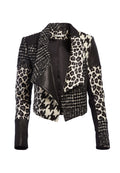 HARVEY ANIMAL PRINT LEATHER JACKET - BLACK/WHITE