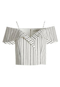 HAYDEE COLD SHLDR CROP TOP - OFF WHITE/BLACK