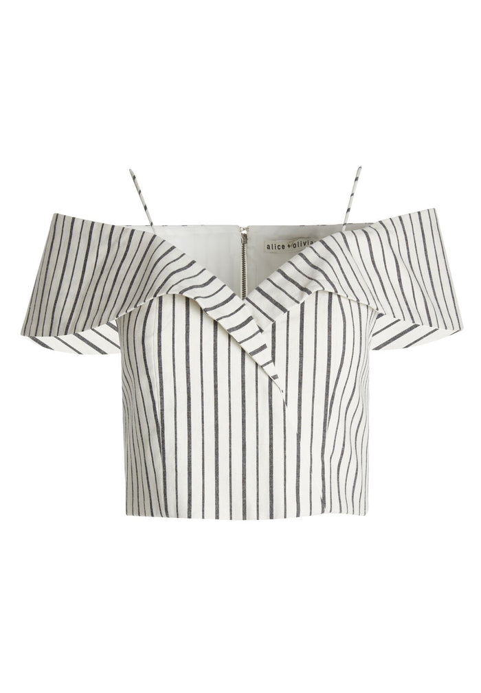 HAYDEE COLD SHLDR CROP TOP - OFF WHITE/BLACK