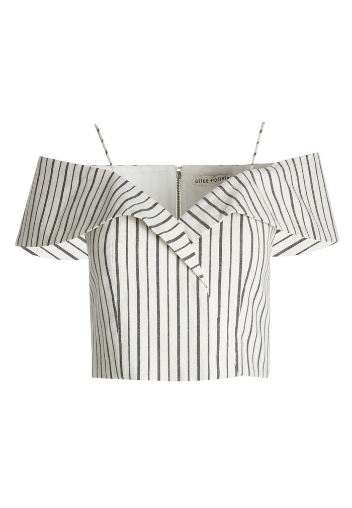 HAYDEE COLD SHLDR CROP TOP - OFF WHITE/BLACK