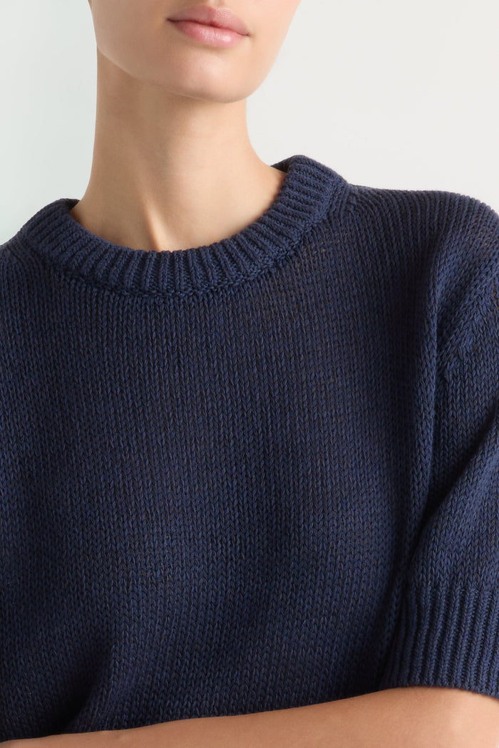 Karolina | Heidi Pullover Short-Sleeve Knit Top in Size Extra Small