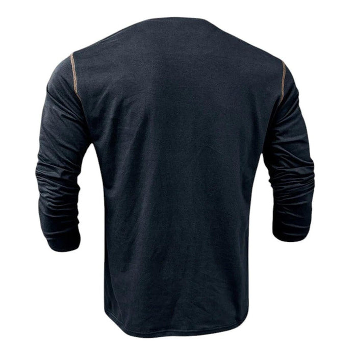 Henley Shirt Men Long Sleeve Buttoned Placket Casual Fit