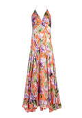 HETTY HALTER NK GODET DRESS - FLORAL PALM CORAL
