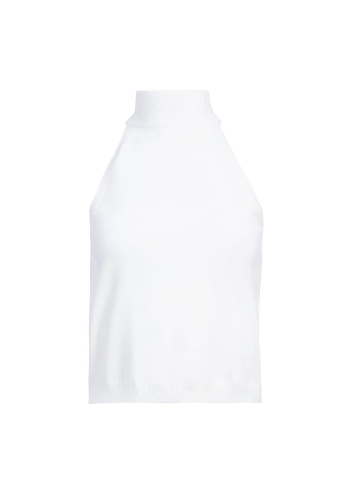 HIEDI HALTER KNIT CROPPED TOP - SOFT WHITE