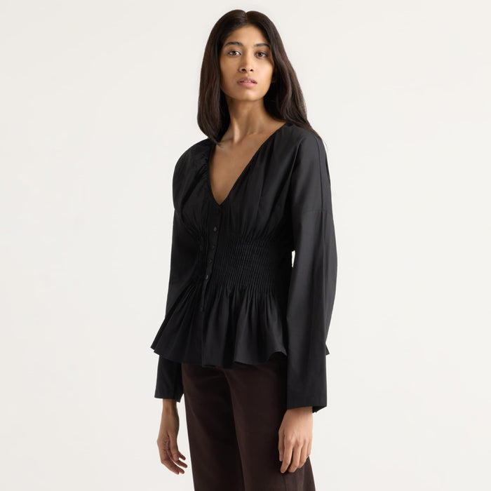 Arya | Hiroko Pleated Sculpted Blouse in Size Small
