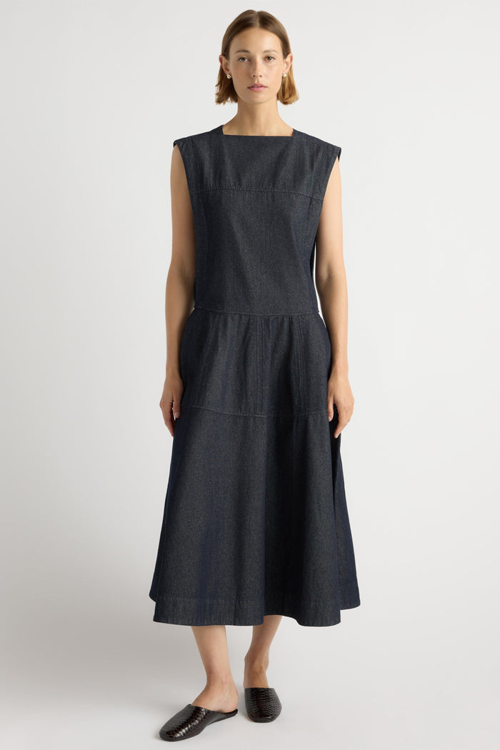 Mali | Holland Drop-Waist Denim Dress in Size Small