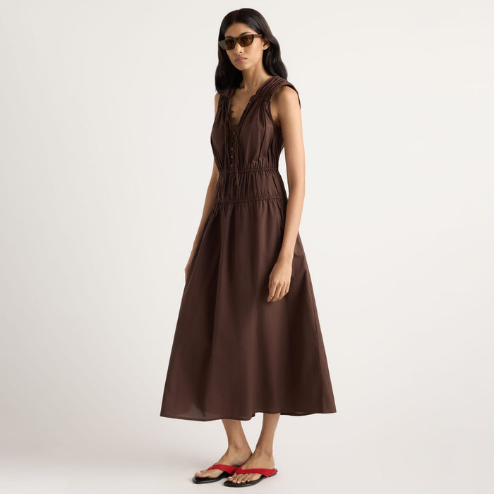 Arya | Iga Gathered Organic Cotton Maxi Dress in Size Small