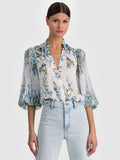 ILAN BUTTON DOWN BLOUSE - FRESH AIR CAROLINA BLUE