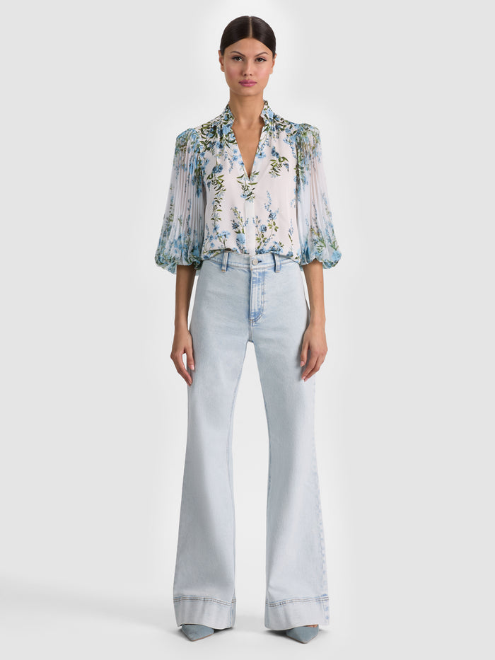 ILAN BUTTON DOWN BLOUSE - FRESH AIR CAROLINA BLUE