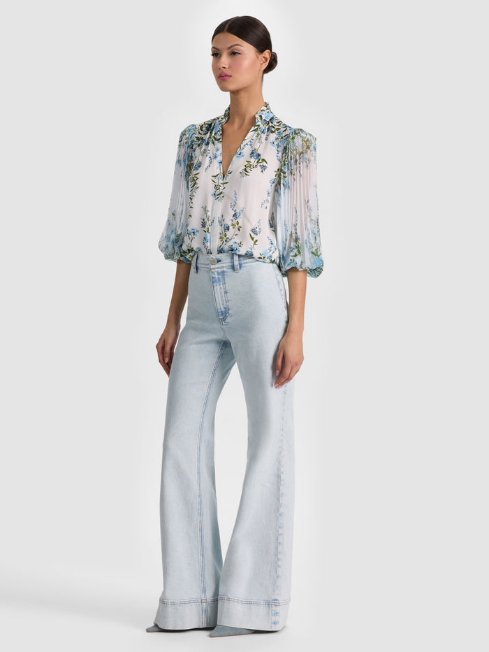 ILAN BUTTON DOWN BLOUSE - FRESH AIR CAROLINA BLUE