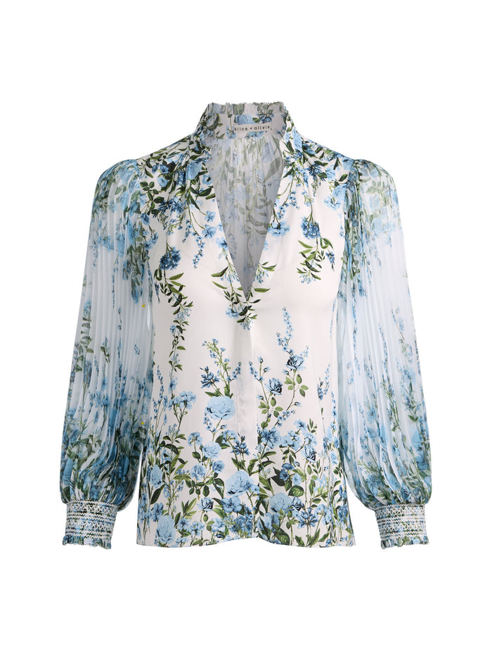 ILAN BUTTON DOWN BLOUSE - FRESH AIR CAROLINA BLUE