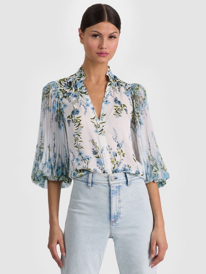 ILAN BUTTON DOWN BLOUSE - FRESH AIR CAROLINA BLUE