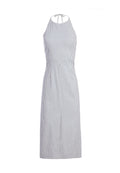 ILLA HALTER ALINE MIDI DRESS - SAPPHIRE/WHITE