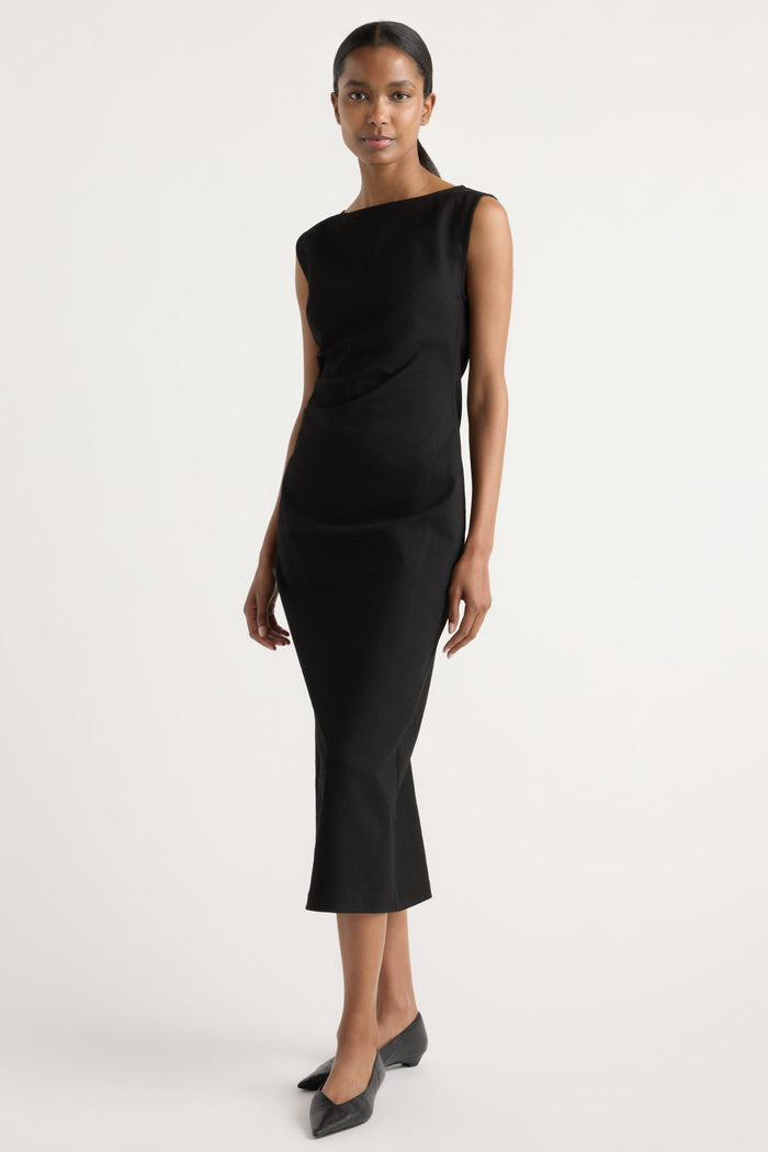 Isilda | Inari Cotton Twill Boat-Neck Dress in Size Extra Small