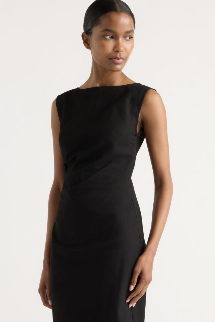 Isilda | Inari Cotton Twill Boat-Neck Dress in Size Extra Small