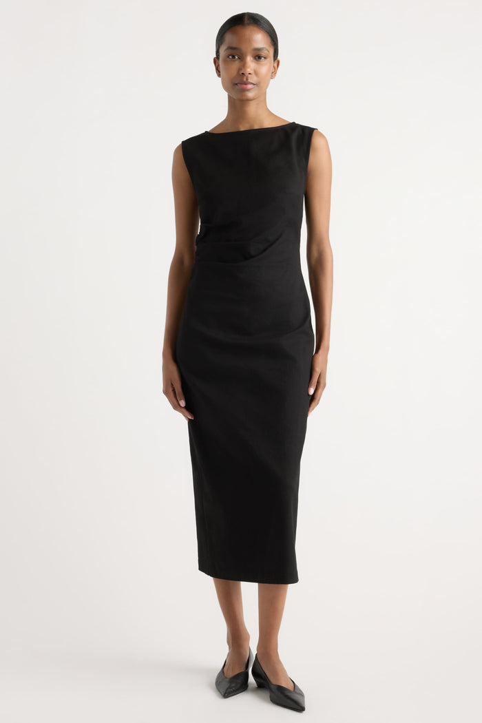 Isilda | Inari Cotton Twill Boat-Neck Dress in Size Extra Small
